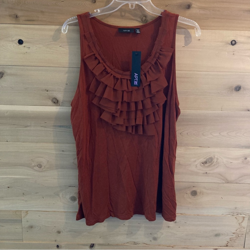 Apt. 9 rust orange dressy ruffle tank top NWT